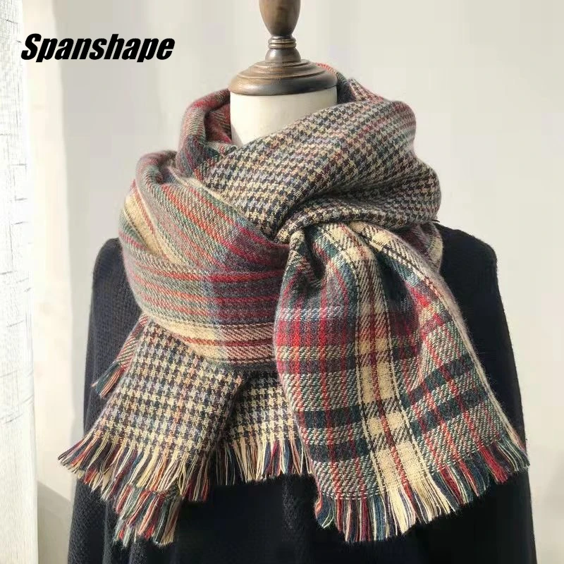 Women\'s Fall Winter Scarf Classic Tassel Plaid Scarf Warm Soft Chunky Large Blanket Wrap Shawl Scarves hat034