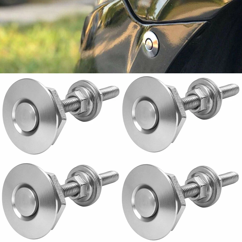 Lock Clip Push Button Quick Release Gives Your Car A New Stylish Look Pin Silver Aluminum Alloy Stainless Steel