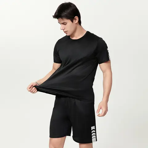 2-pack europeisk och amerikansk storlek HERR Kortärmade shorts HERR Casual T-shirt Joker Löpning Fitness Tvådelad dräkt 10 best sales polotröja - №9