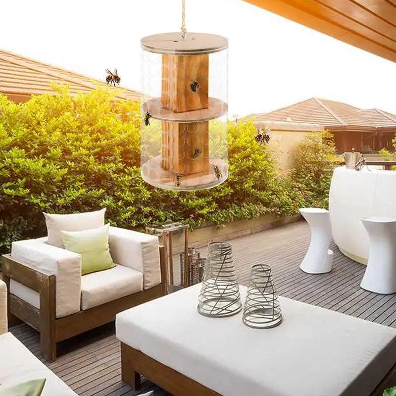 スズメバチトラップ木製スズメバチ蜂スズメバチ抑止安全な庭の装飾大工屋外庭芝生パティオ用サスペンションキャッチャー