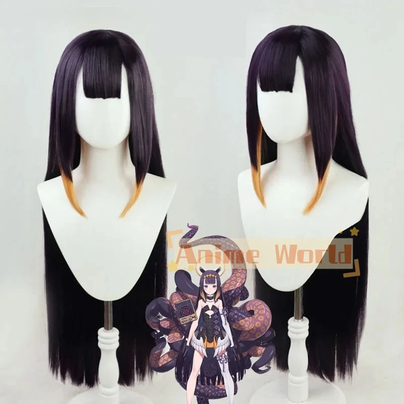 VTuber Ninomae Ina’nis Wig Hololive English Cosplay Youtuber Girls Gradient Purple Yellow Long Straight Heat Resistant Hair