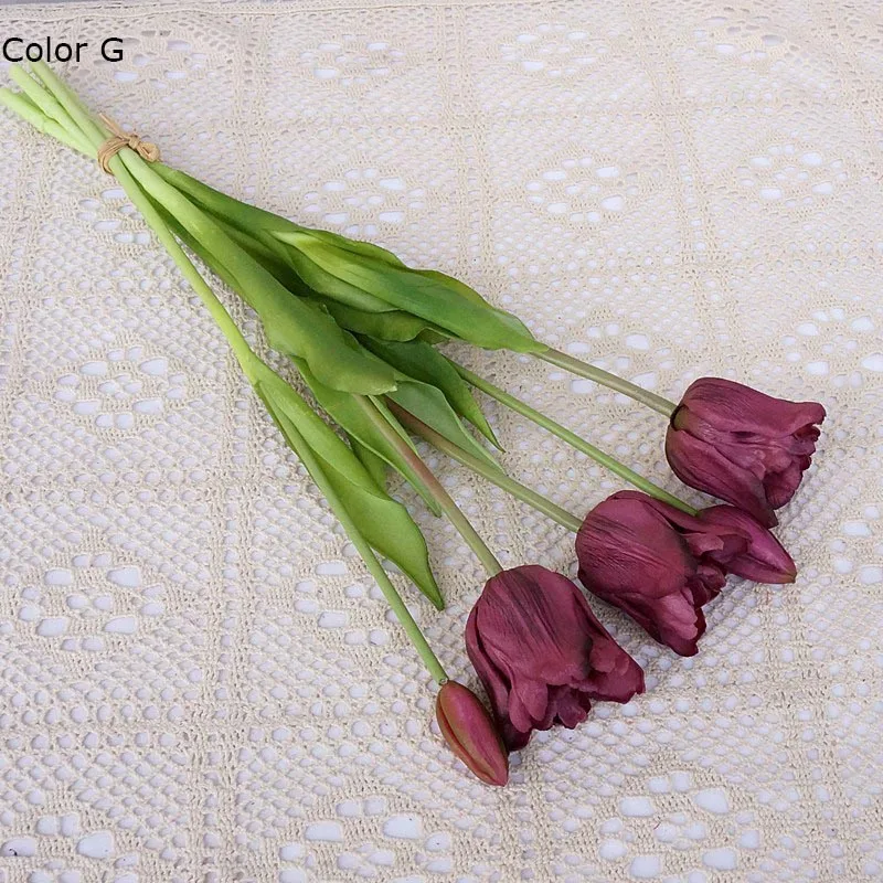 Large Unique Real touch sillicone baroque tulips Luxury artificial flowers wedding decoration Home Decor flores artificiales
