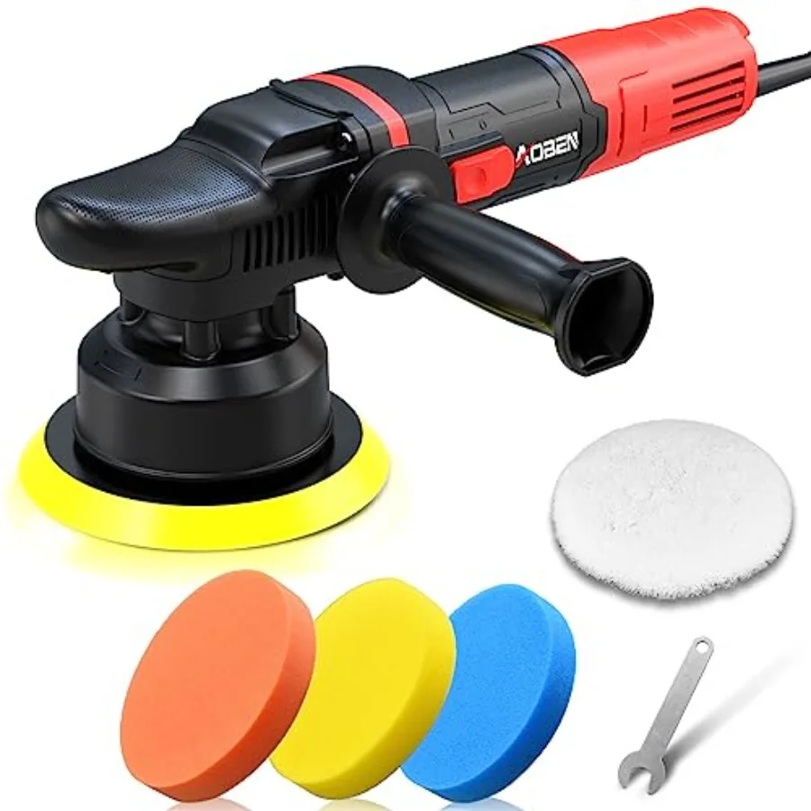 Car Buffer Polisher, 6 inch Dual Action Polisher, Random Buffer Polisher kit with 6 Variable Speed 1000-4500rpm, Detachable Han