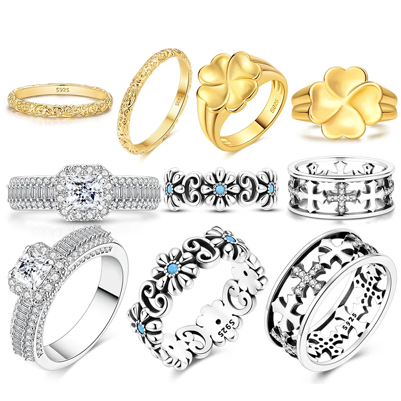 New In 925 Sterling Silver Closed Rings Surrounding Cross Series Classic Design Ring For Women Original Wedding Ring Jewelry Gif