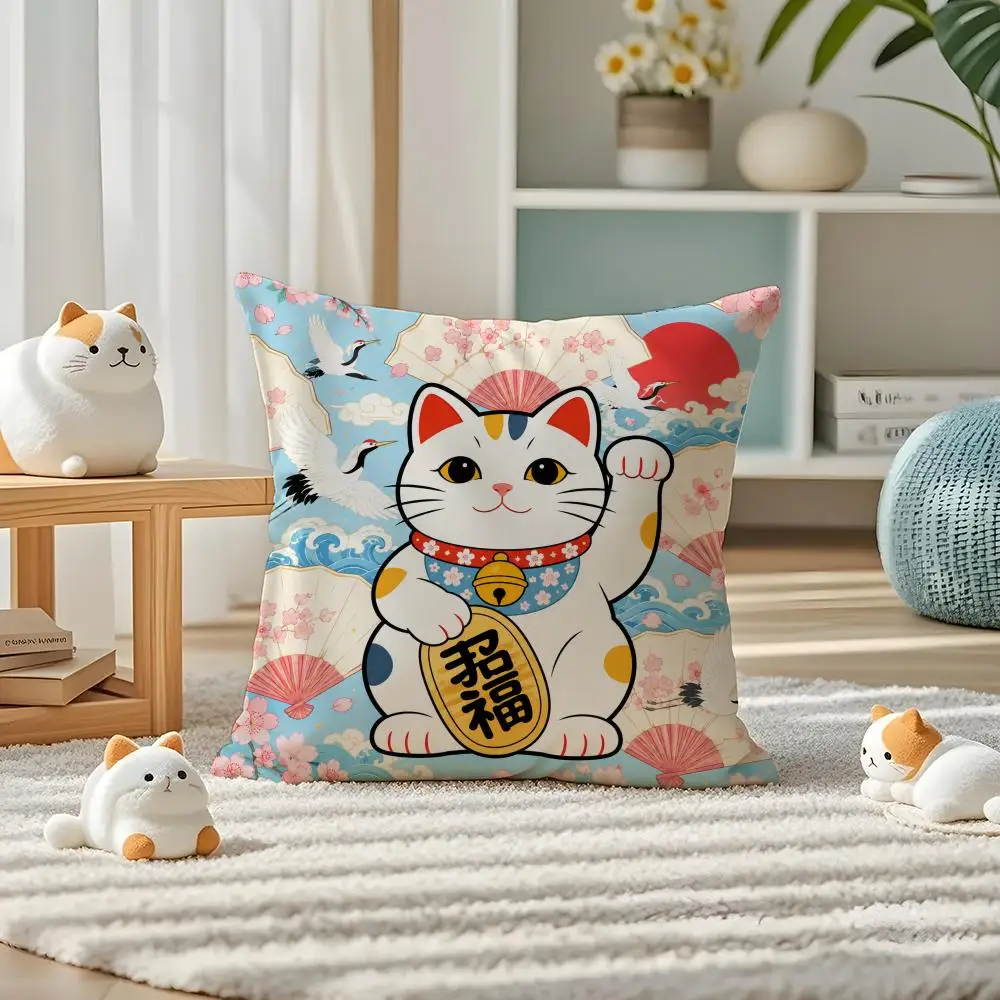 Japanese Style 4 Cushion Cover Pillow Case Plush Fabric Soft Double Sided Print Home Sofa High Quality Cushion