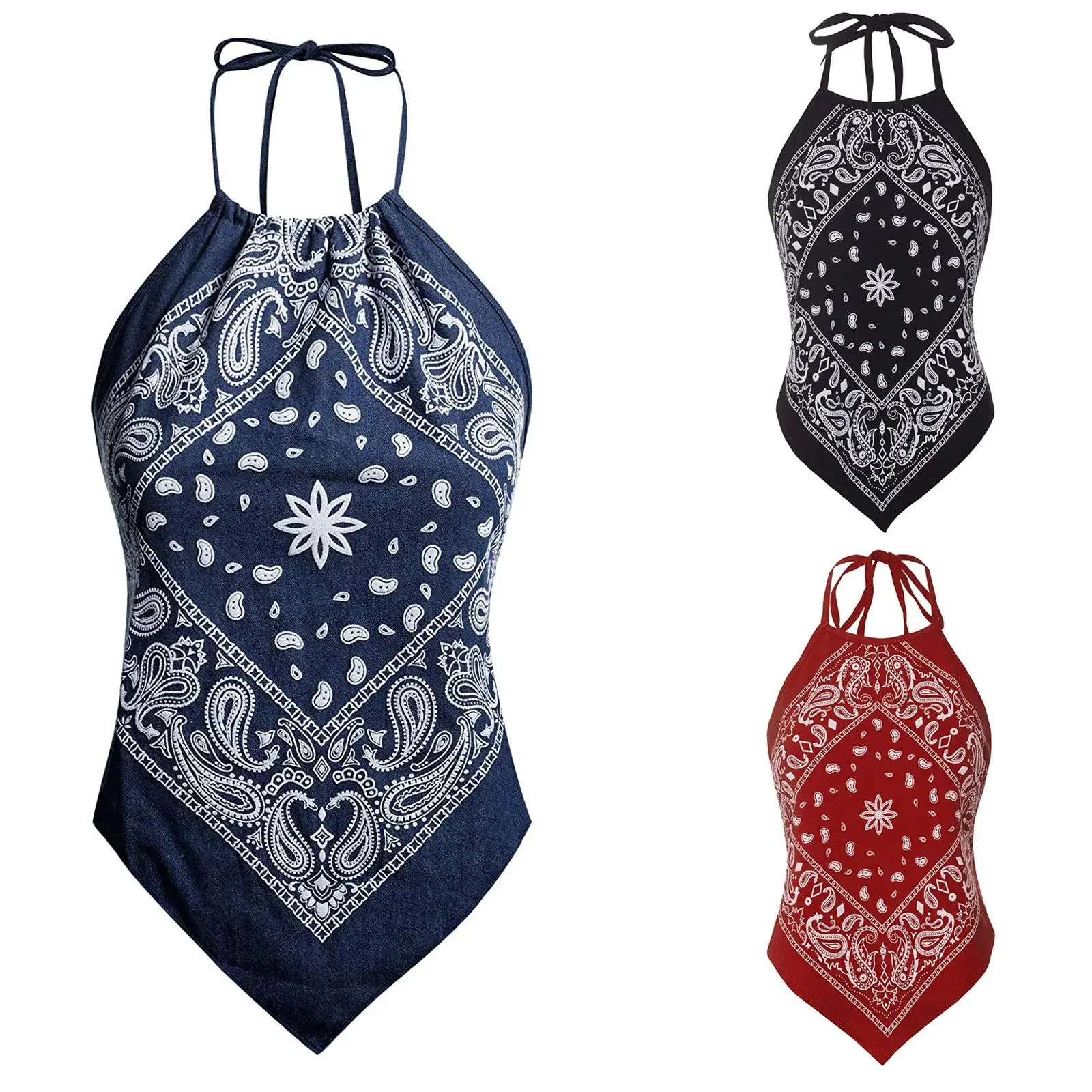 Women's Tummy Control Tank Top Sexy Paisley Bandana Sleeveless Fashionable Vest for Ladies Autumn Season Other Material 100%