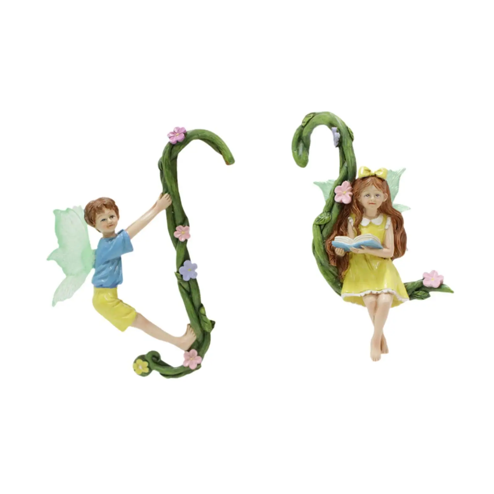 2Pcs Fairy Flower Pot Huggers Porch Lawn Glow in The Dark Wing Fairy Garden Accessories Versatile Decoration Planter Pot Hangers