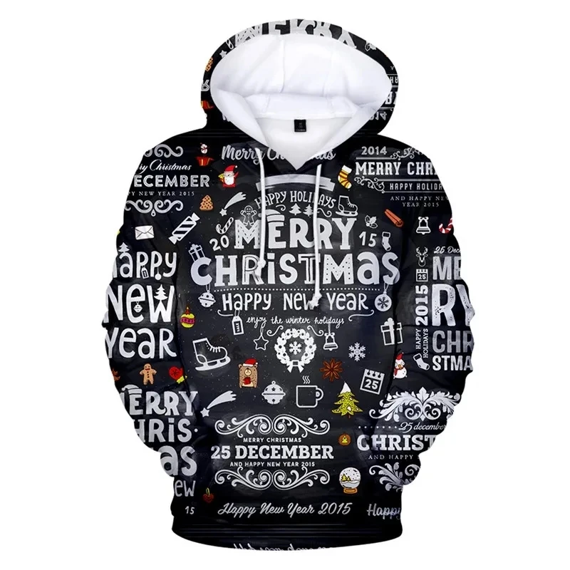 

Red New Year Christmas Claus Mens Hooded 3D Printed Snowman Y2k Spring Autumn Winter Streetwear Hip Hop Oversized Sweatshirt