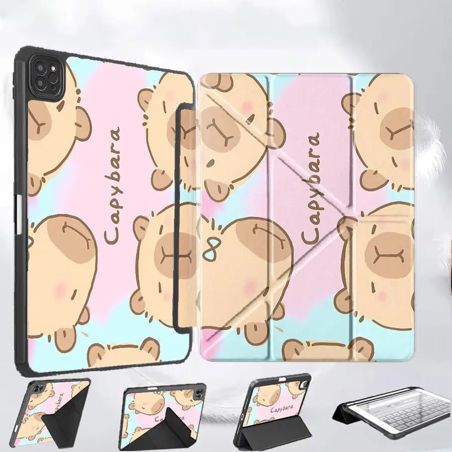 

Cute Full Cover Capabara Design Holder Cover Tablet Case For iPad Pro 2025 Air 4 5 M3 M2 M4 11inch Mini 6 7 Pro 11th 10th 9th