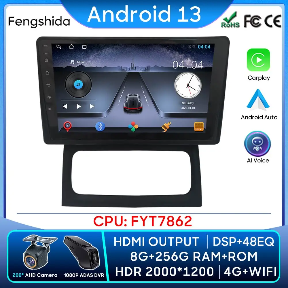 For renault Clio campus Car Radio Carplay GPS Navigation Stereo Android Auto No 2din DVD Screen Multimedia Player Wifi