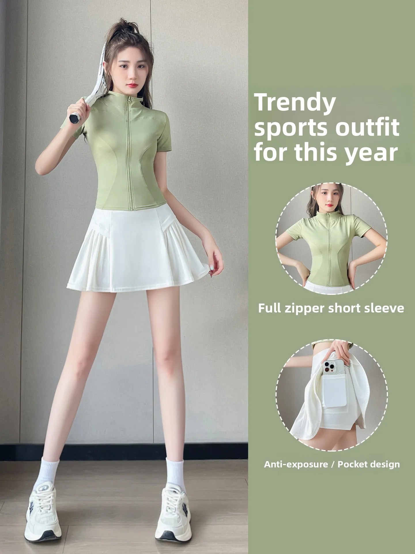 

Женский комплект спортивной одежды, новинка 2025, топ Sle Tennis Fitn ort Sve Running Morning Run Faion со юбкой