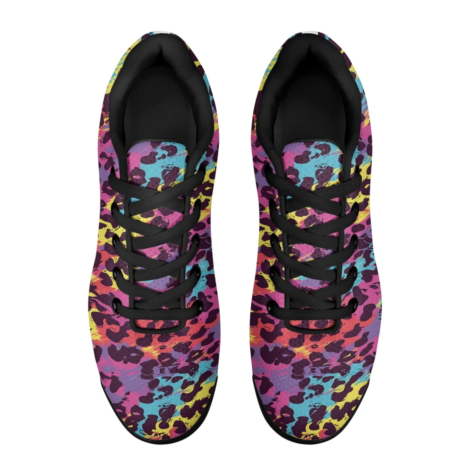 PENSTROLL Shock Absorption Mens Running Shoes Fashion Mesh Jogger Athletic Sneakers for Casual Adult Neon Leopard Print