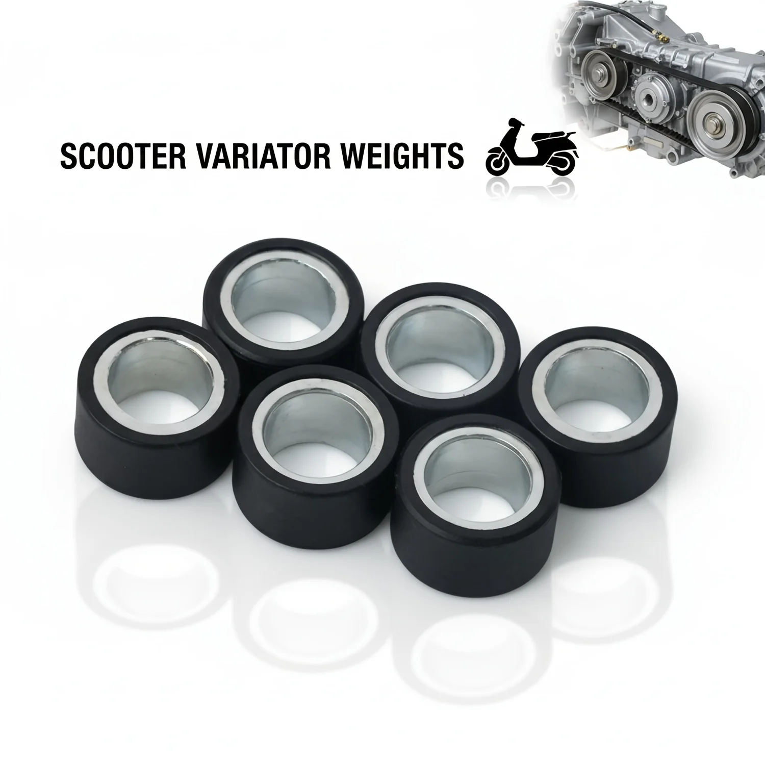 6pcs Motorcycle Variator Roller Weights, 20mm x 12mm, 10g, Compatible with N-MAX, BWS, Zuma and More.