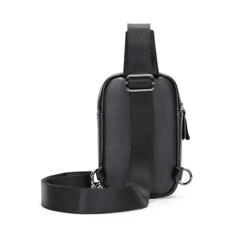 New casual MEN\'S cow leather shoulder chest bag male crossbody bag for men