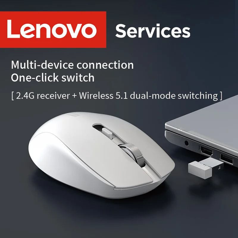 Lenovo Wireless Mouse, Silent Mouse for Business and Office Use, Ergonomic Design, Compatible with Multiple Platforms, 2.4g Connection, 1.5V Dry Battery Powered, Product Does Not Include Batteries