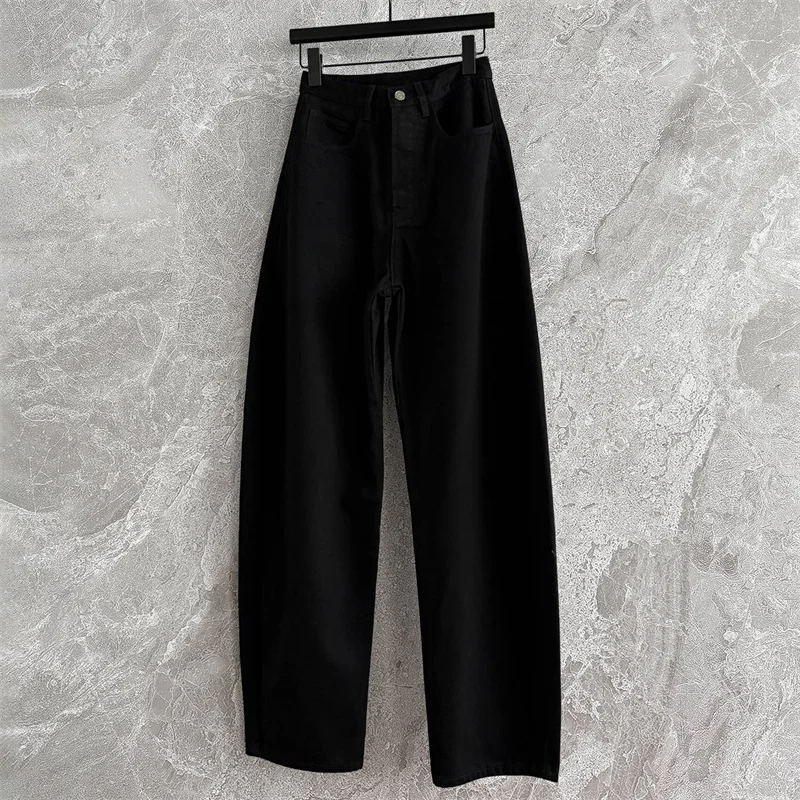 

Женские джинсы Новые узкие прямые брюки с высокой талией на осень 2025 года, женские брюки из чистого хлопка, джинсы с изогнутыми ножками, джинсовые брюки