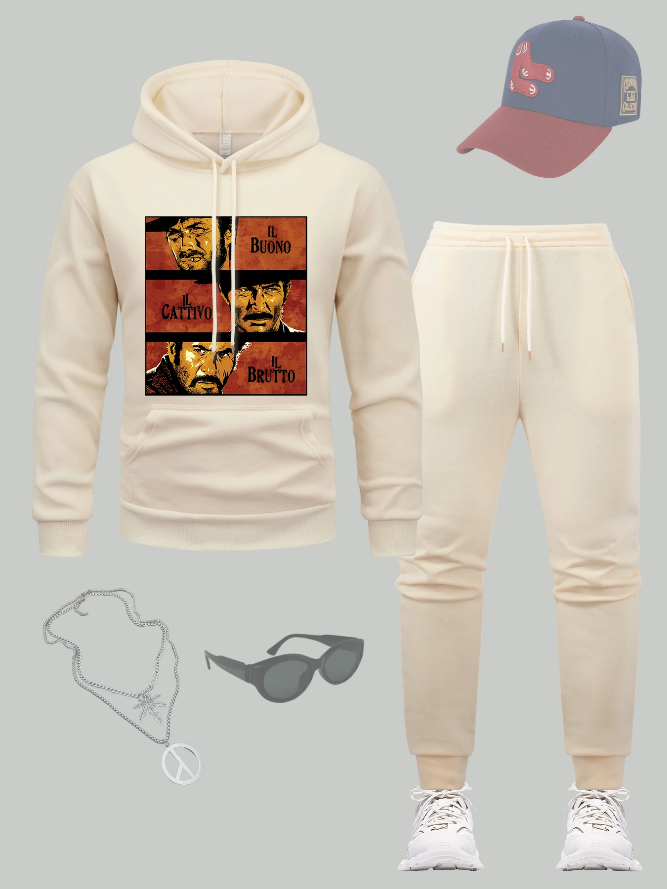 

The Good The Bad And The Ugly Print Men Hoody Set Street Hip Hop Sweatpants Fleece All-Match Tracksuit Suit Sport Pocket Clothes