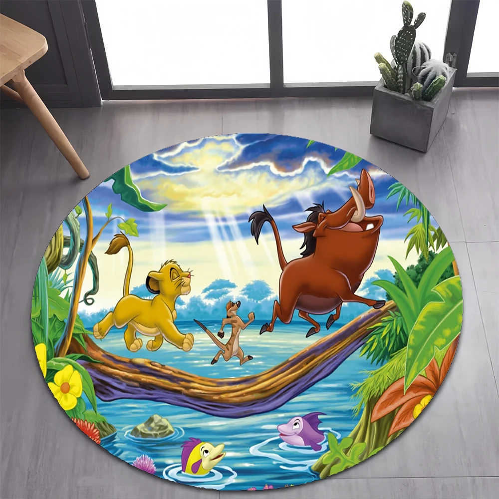 26 Style Simba Lion King Retro Disney Cartoon Gift  Round Carpet Rug for Bedroom Living Room Decoration,pet Decor Floor Mat 3D