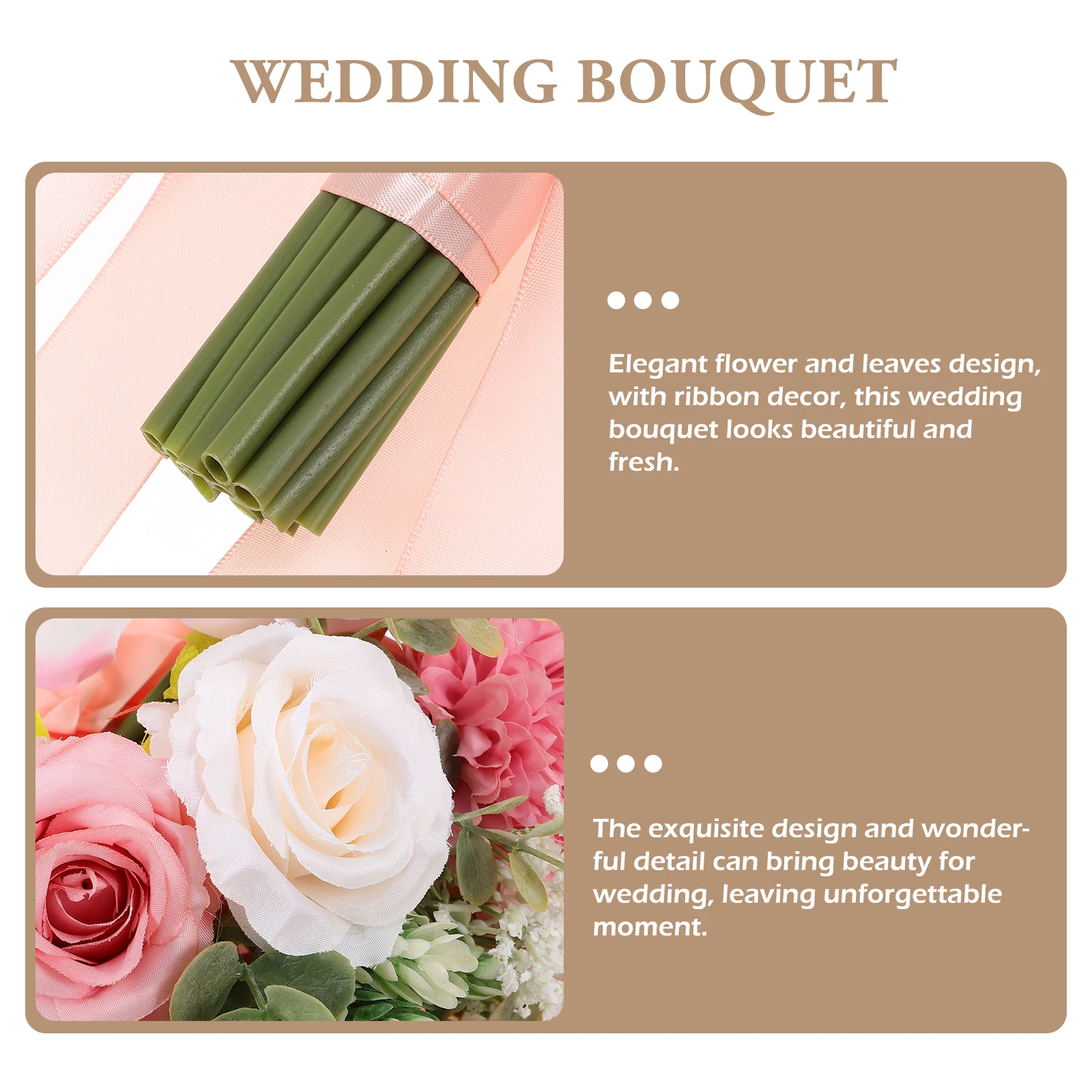 

s Simulated Rose Bridal Bouquet Artificial Flower Wedding Decor Holding Arrangement Table Centerpiece Decoration