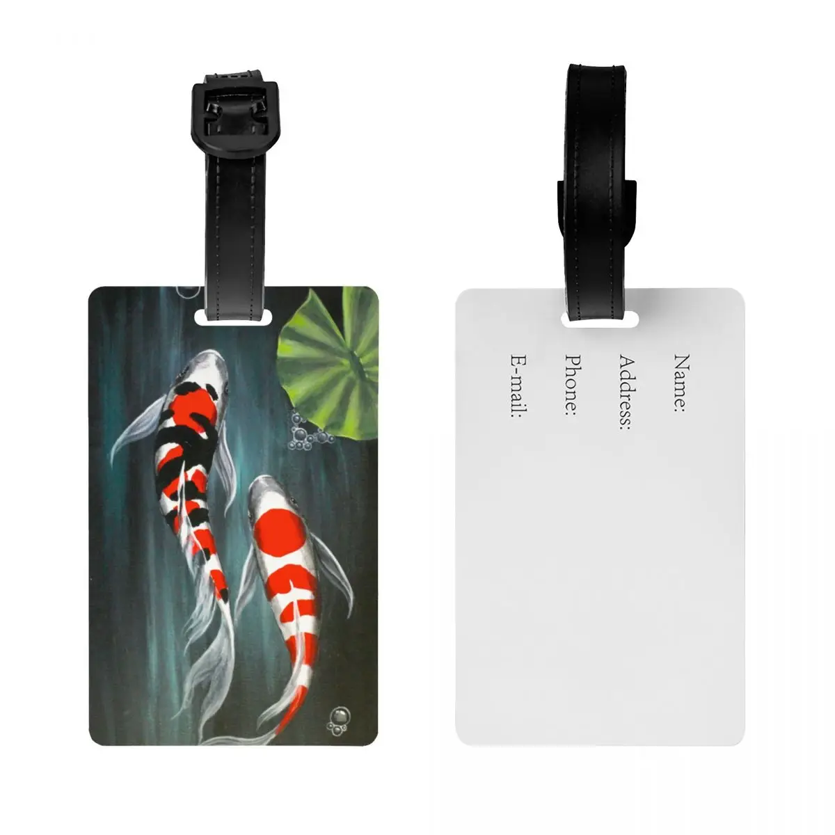 Original Koi Creek Art Luggage Tags Custom Animal Lucky Carp Fish Baggage Tags Privacy Cover ID Label