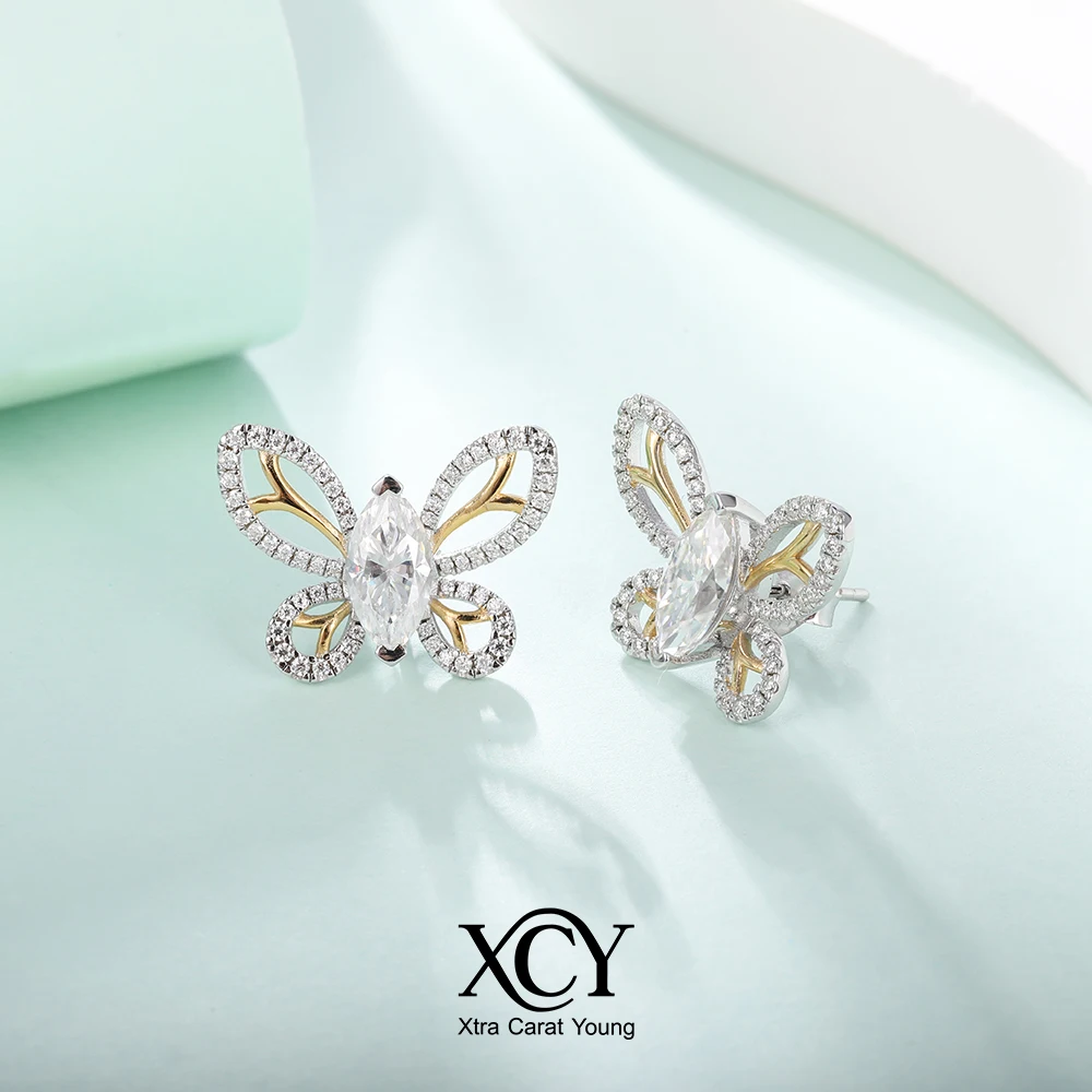 

Серьги-бабочки XCY с муассанитом для женщин, из стерлингового серебра 925 пробы, гипоаллергенные, с бриллиантами, для вечеринок и юбилеев