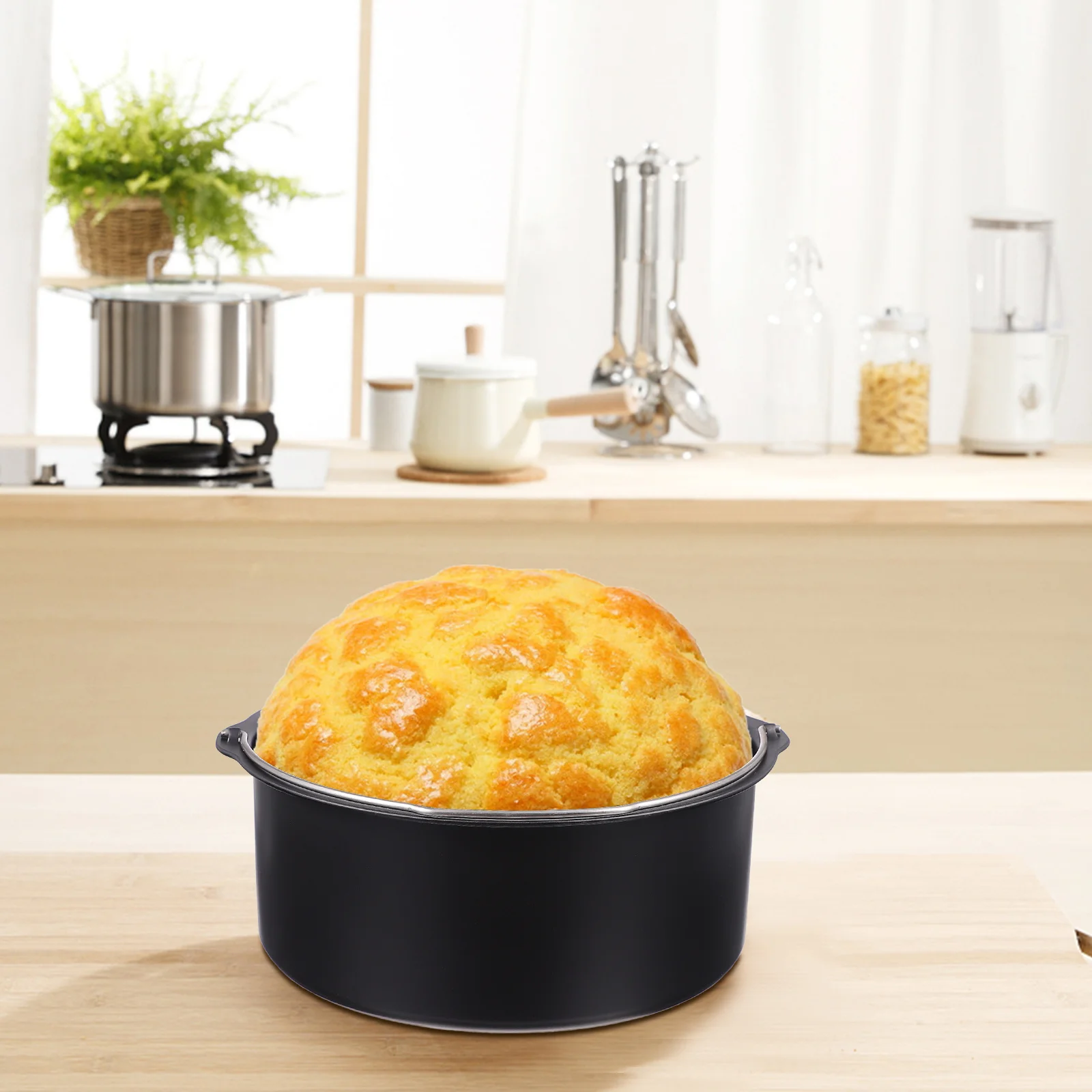 

1Set 6Inch Non-Stick Carbon Steel Cake Barrel Pizza Tray Combo Air Fryer Cookware Set for Baking Steaming Dessert Pastry Oven