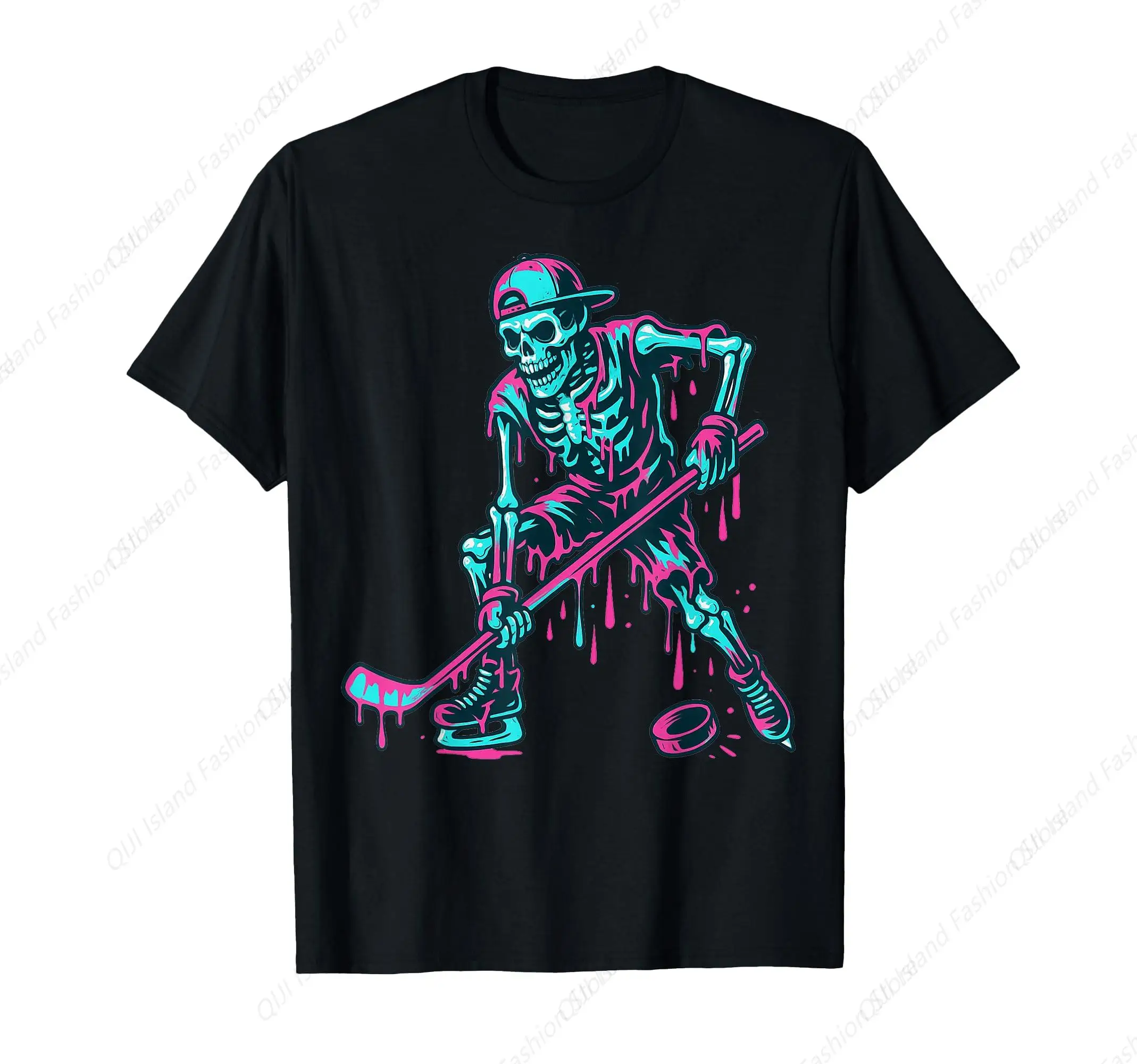 

Skeleton Hockey Drip Ice Cream Drip Hockey T-Shirt
