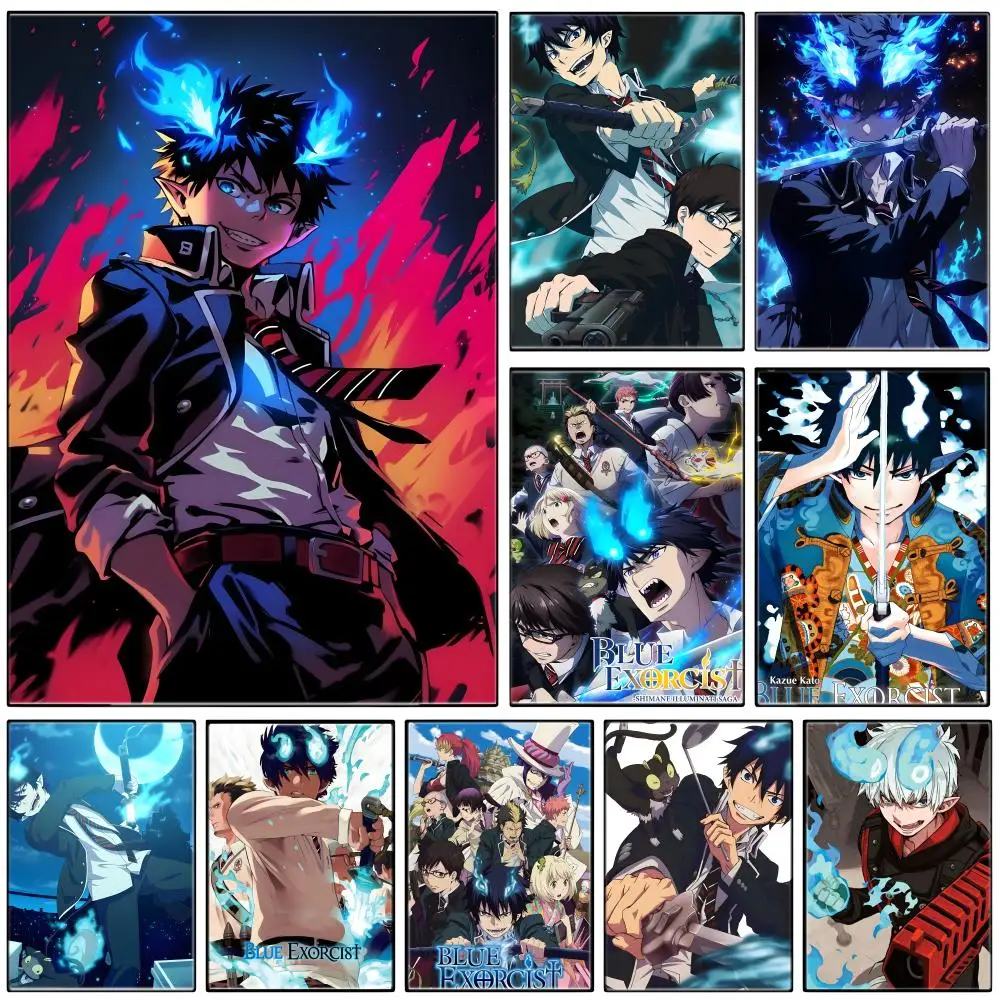 Póster de animación B-Blue Exorcist, adhesivo artístico autoadhesivo, pegatina de papel impermeable, decoración de pared para cafetería, Bar y habitación