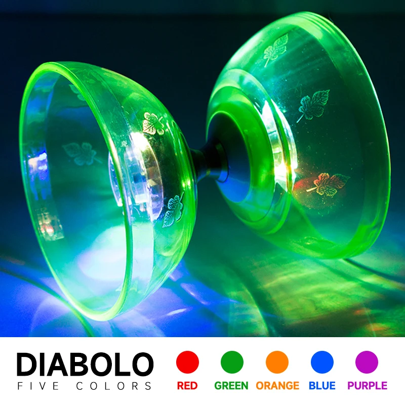 Luminous Rotating 5-color Diabolo Three Bearing High-speed Rotating Environmentally Friendly Silicone Magic Trips Magic Wand