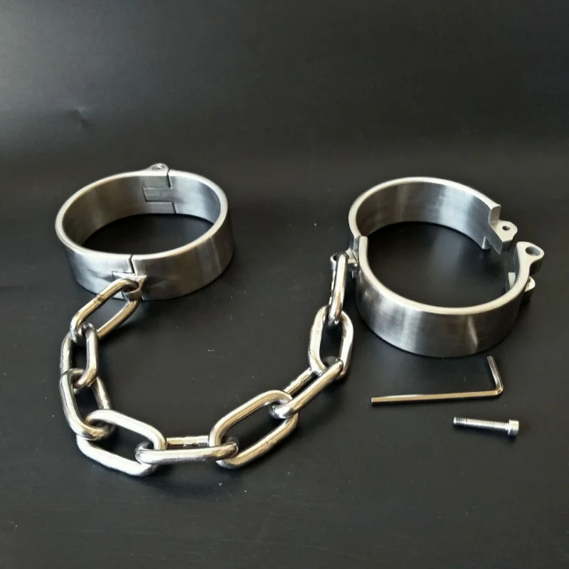 Screw Lock Stainless Steel Handcuffs Ankle Cuffs Neck Collar Restraint Shackle Manacle Bondage Adults SM Sexy Game for Couples