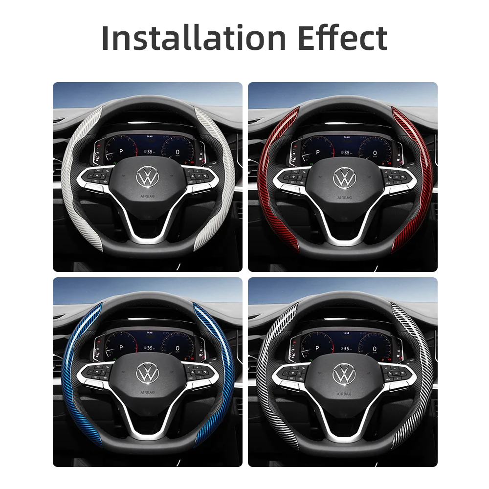 Suitable for Volkswagen Carbon Fiber Texture Steering Wheel Cover with Segmented Quick-Release Design, Durable, for Tiguan Golf T-Roc Polo Passat Jetta Id.3 Id.4 	 Atlas Teramont Taos T-Cross Taigo Touran