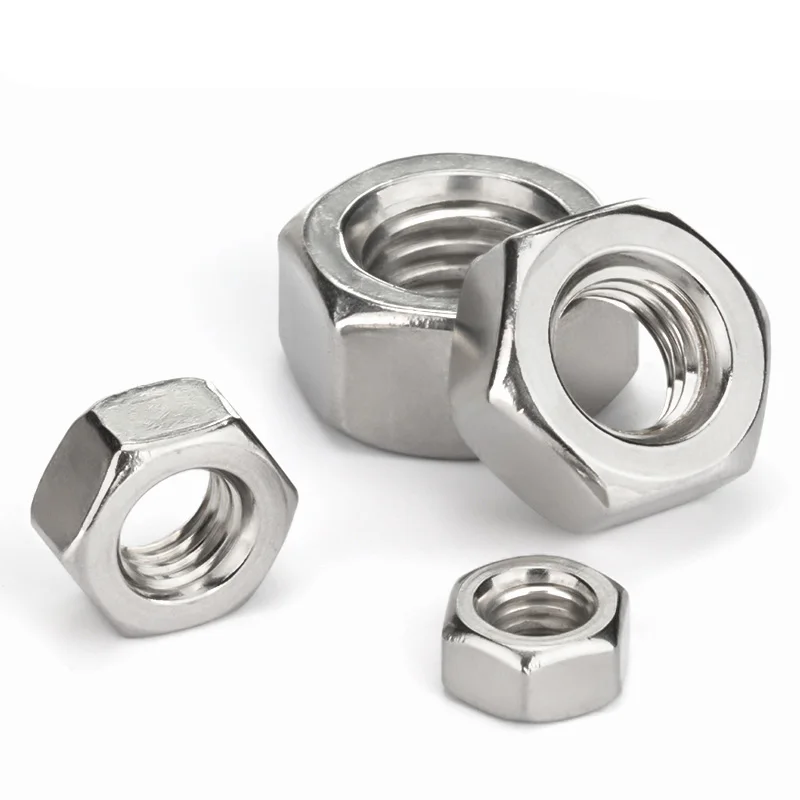 M2 M2.5 M2.6 M3 M4 M5 M6 M8 M10 M12 M16 DIN934 304 Stainless Steel Hex Hexagon Nut for Screw Bolt Metric Fine Thread Hex Nuts