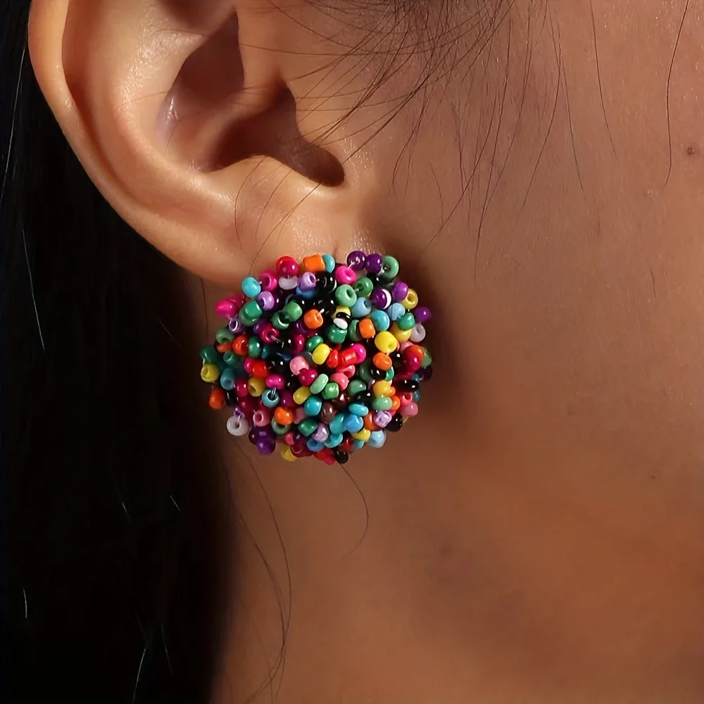 new in Bohemian Classic Ladies\' jewellery cute stud Earrings women European American Rice Bead Weaving Handmade earings jewelry
