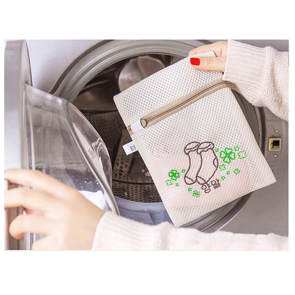 

Double Layer Mesh Laundry Bag Zippered Socks Protector Washing Machine Foldable Nylon Lightweight Clothes Bra