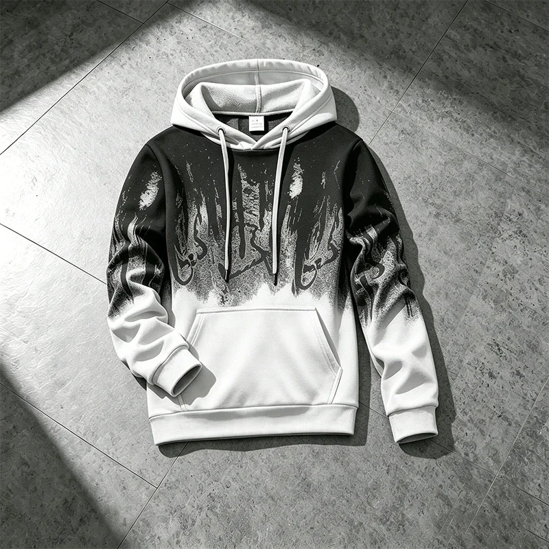Autumn Winter Men's Hoodies Tracksuit Casual Splashed ink Sweatshirts Outdoors Sports Jogging Clothing Street Single Tops Pants view 5