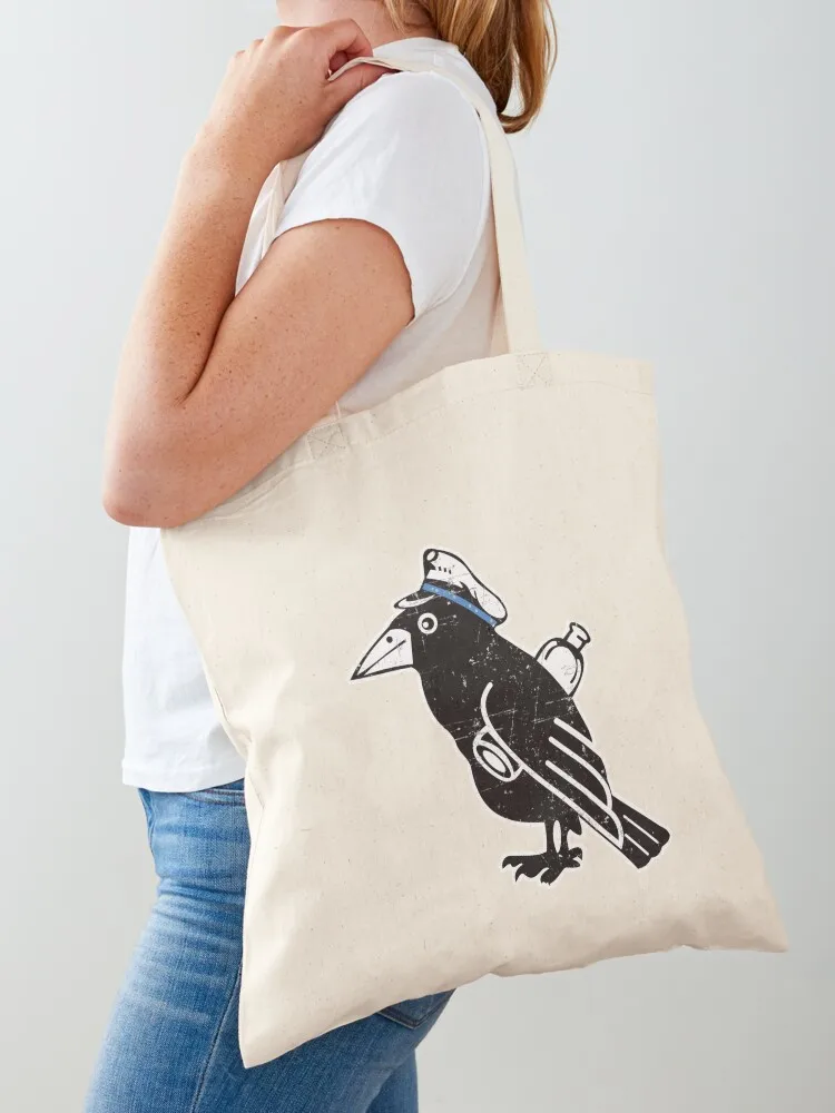 Kriegsmarine U-boat U-1007 - Raven with Bottle wearing Cap - Grunge Style Tote Bag Women's bags Women bags female bag