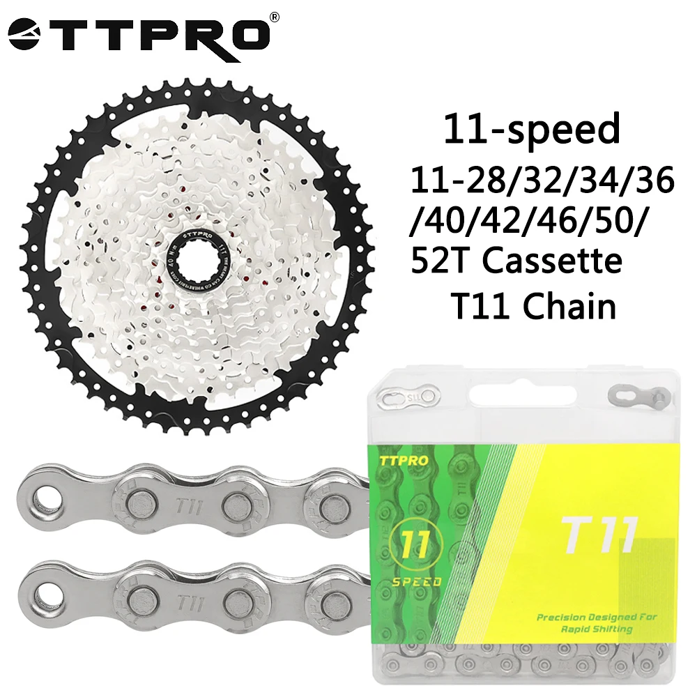 

TTPRO 11 Speed Road MTB Bike Cassette 11-28T/32T/34T/36T/40T/42T/46T/50T/52T Freewheel T11 Chain Bicycle Parts
