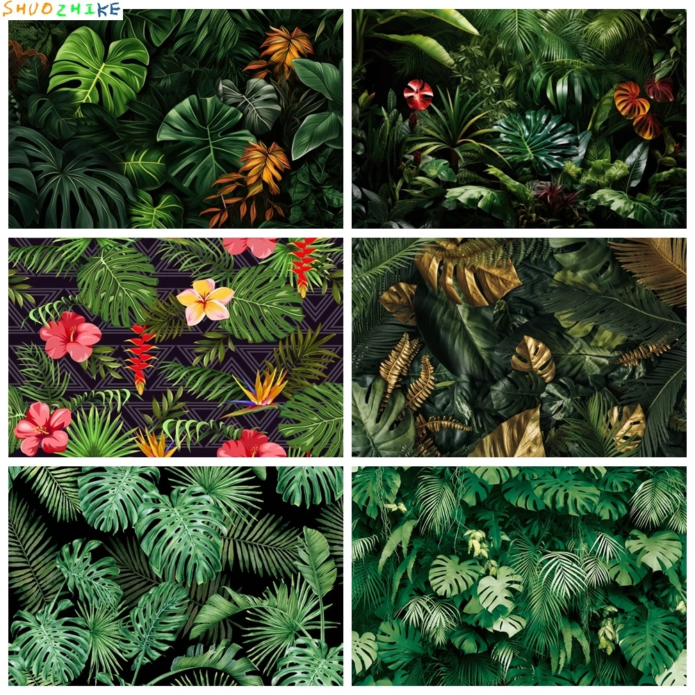 

Green Tropical leaves Backdrop Forest Plants Grass Safari Baby Shower Birthday Party Wedding Scene Photography Background Decor