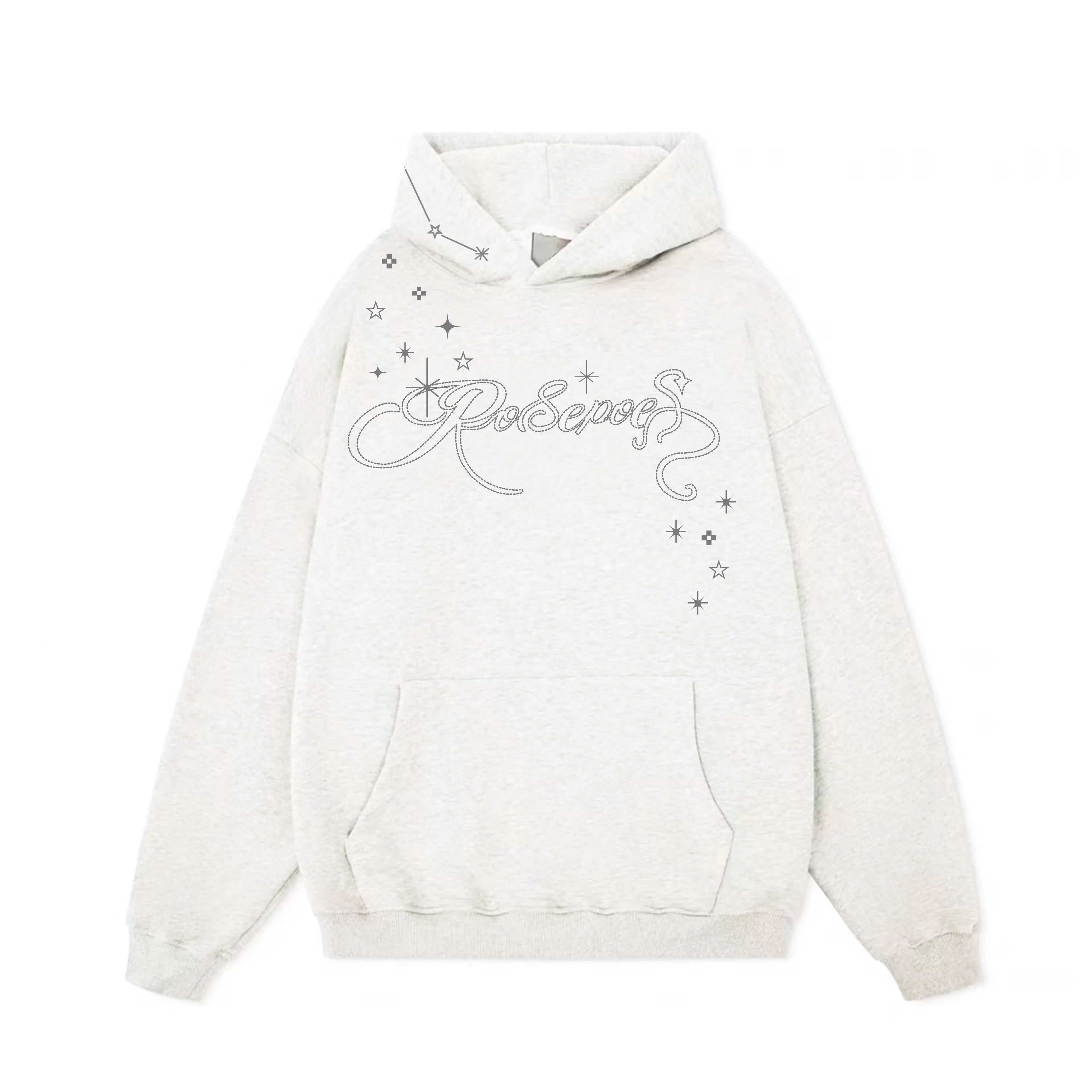 American Fashion Trend Retro Embroidered Hoodie Unisex Autumn New Loose Couple Long Sleeve White Top