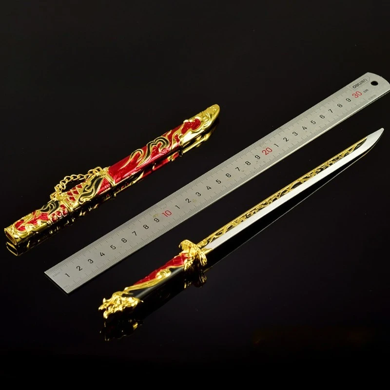 30cm/11.81in Naraka: Bladepoint Game Peripheral Weapons Models Metal Crafts Ornaments Reversed Yin and Yang Spring Edge Weapons