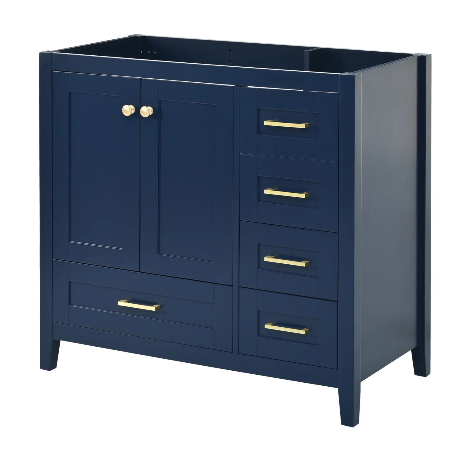 

36'' Bathroom Vanity without Sink, Modern Bathroom Cabinet with 4 Drawers, Freestanding Wood Bathroom Vanity, Blue (NOT INCLUDE