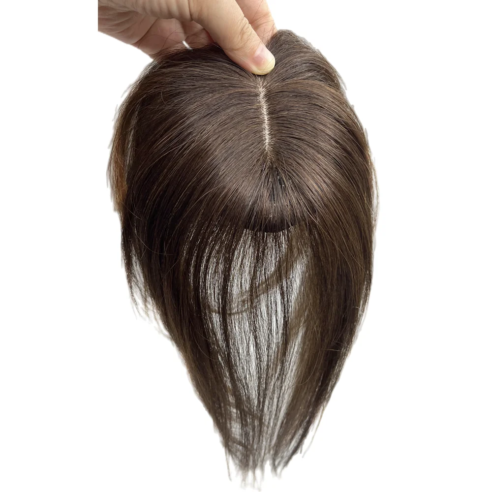 10 بوصة رقيقة الدانتيل قاعدة الشعر البشري القبعات العالية للنساء المظهر الطبيعي منتصف جزء الانفجارات الشعر المستعار الصغيرة لتخفيف الشعر #3