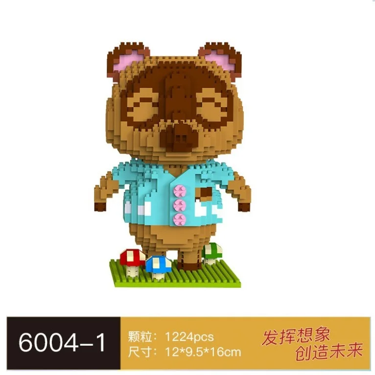 1224pcs+ Animal Raccoon Tom Nook Isabelle Crossing Game Building Blocks 3D Model DIY Mini Diamond Bricks Toy for Children Gift