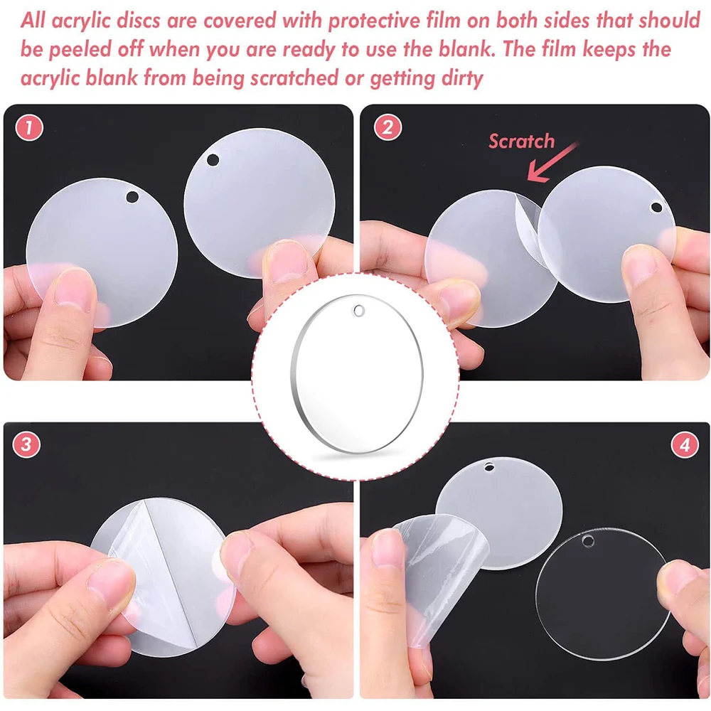 50mm Acrylic Keychain Blanks 10/20/30pcs Transparent Circle Discs Blank for DIY Keychain Crafting Jewelry Art and Vinyl Projects