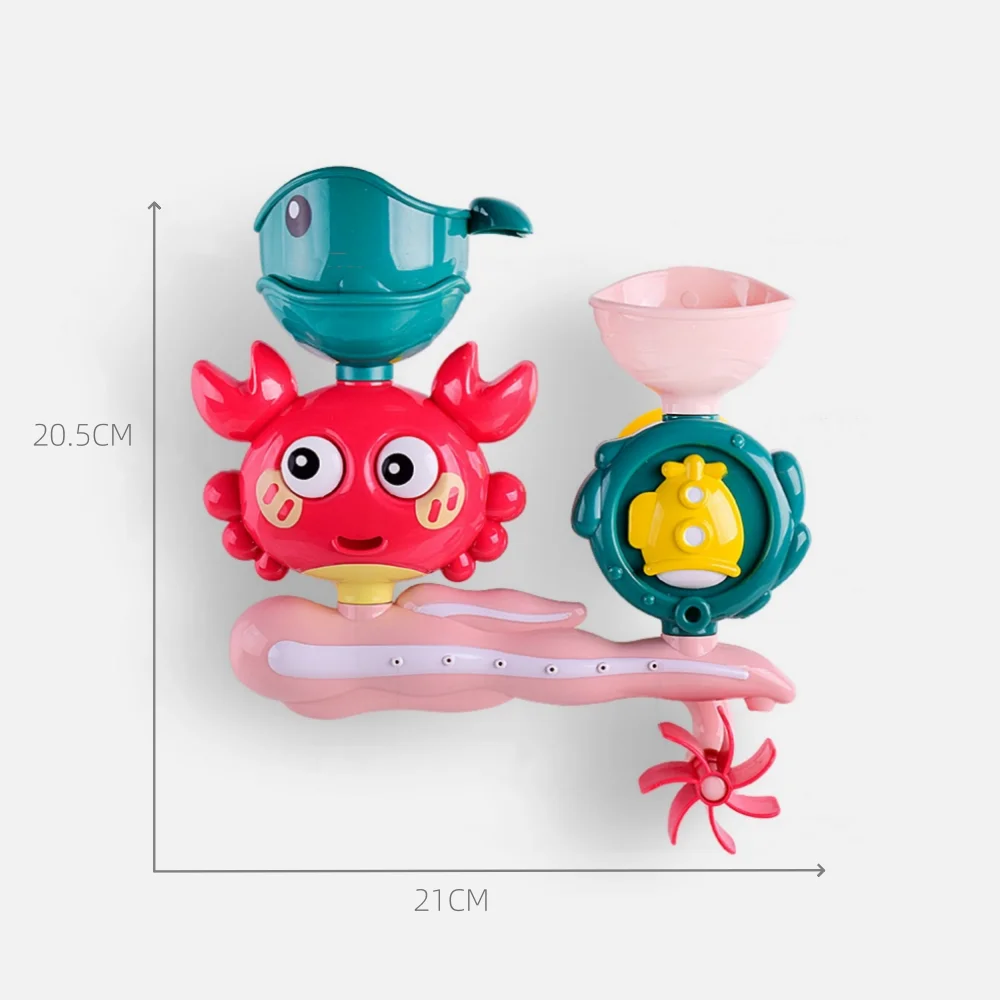 Playful Crab & Fish Water Wheel Bath Toy - Suction Base for Easy Attachment, Ideal for Fun & Educational Bath Time, Fun Bath Toy
