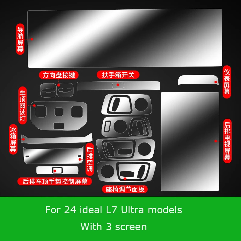 Car Interior Center Console Media Gear Shift Dashboard Navigation TPU Anti-scratch Protector Film For 24 ideal L7 Ultra  Pro/Max