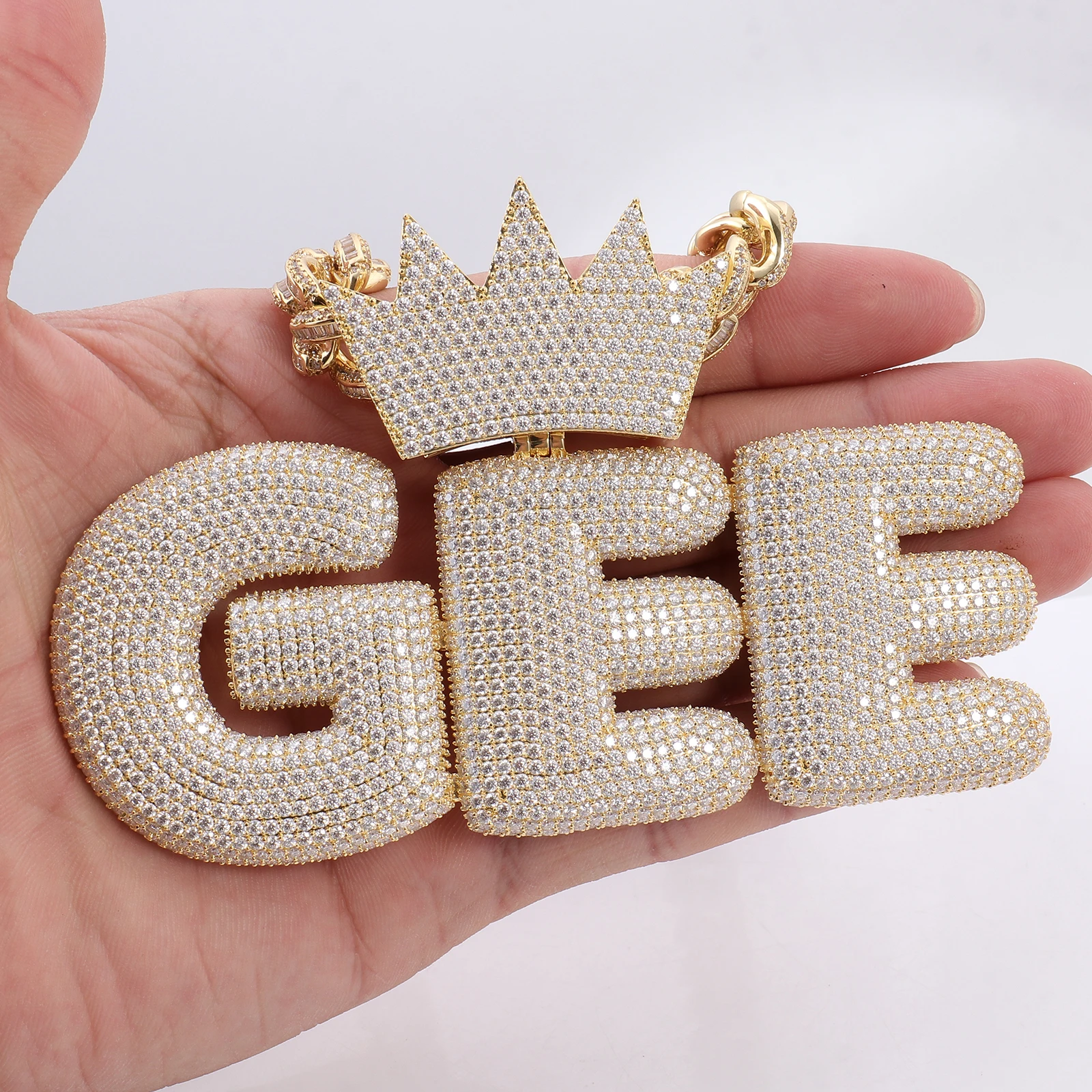 بروفانس رسالة قلادة للرجال مويسانيتي الهيب هوب تاج المعلقات للرجل ميامي روك مخصص الأزياء والمجوهرات #5