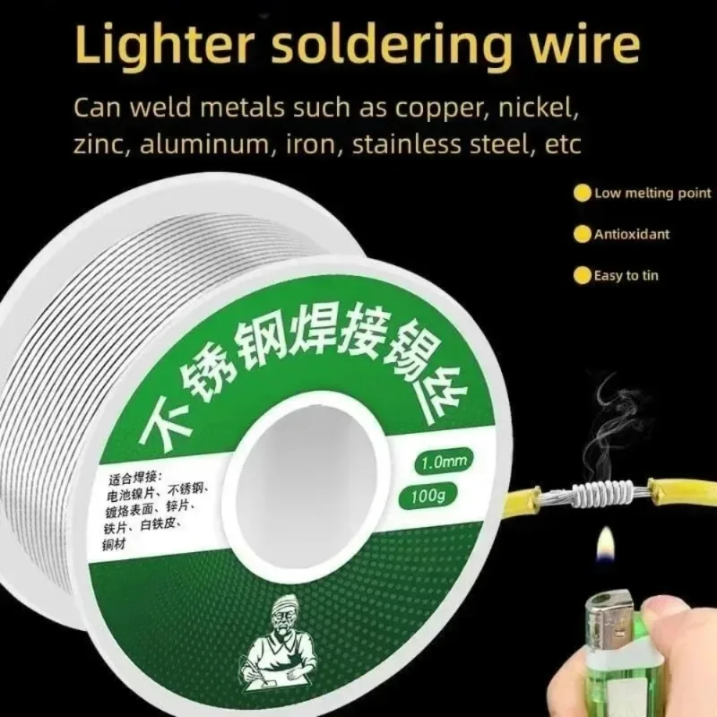 high-purity low-temperature flame welded tin wire lighter with stainless steel solder wire for efficient soldering assistance