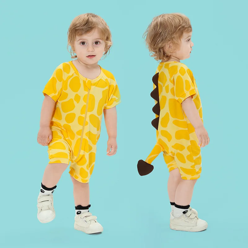Summer Giraffe Baby Jumpsuits Cute Baby Bodysuit Boys Girls Romper Zipper Newborn Baby Clothes Short Sleeved Toddler Outfits