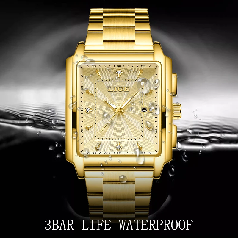 LIGE Classic Men Watches Quartz Waterproof Business Mens Watches Top Brand Luxury Calendar Stainless Steel Clock Reloj Hombre